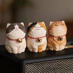 Cute Cat Animals Figurine Decorative Wooden  Ornament Kitten Statue Calico Golden gradient cat Home Office Desk Car Decor Gift