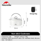 Naturehike Ceramic Non-Stick Pot Portable Camping Cookware Outdoor Pot Cooking Frying Pan Water Kettle Picnic Tableware