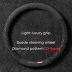 Car Steering Wheel Covers Cowhide Suede Steering Wheel Cover Wrap Universal 37-38cm Breathable Steering Covers Car Accessories