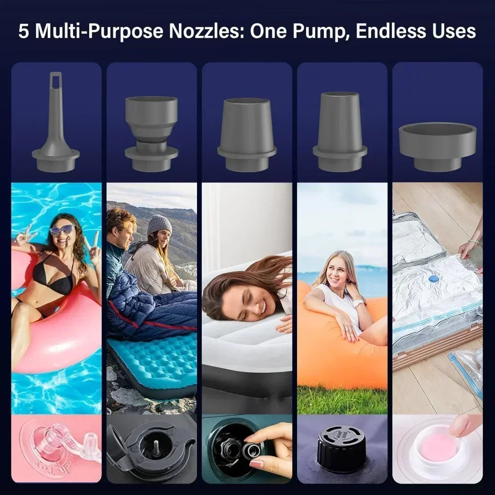 Portable Mini Air Pump Electric Inflator pump USB Rechargeable to Inflate Deflate for Pool Floats, Air Bed,Vacuum Storage Bags