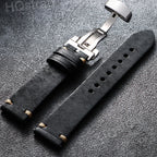 Stitching Leather Butterfly Buckle Watch Band 20mm 22mm Cowhide Strap for Rolex Bracelet for Seiko Women Men Vintage Wristband