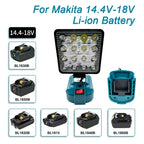 LED work light for Makita 14.4V/18V Li-ion battery, 3in/4in, USB option, black/blue