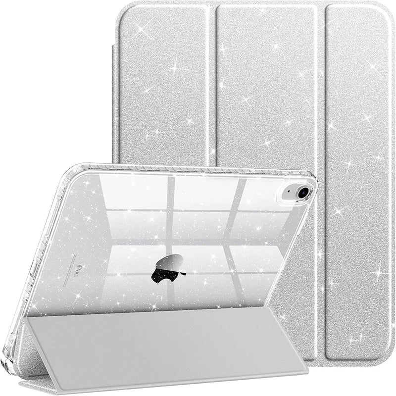 For iPad A16 A19 12th 11th 10th Case with Pencil Holder Glittering Sparkly Cover for iPad 10.2 10.5 Air 4 5 Air 11 M2 M3 M410.9