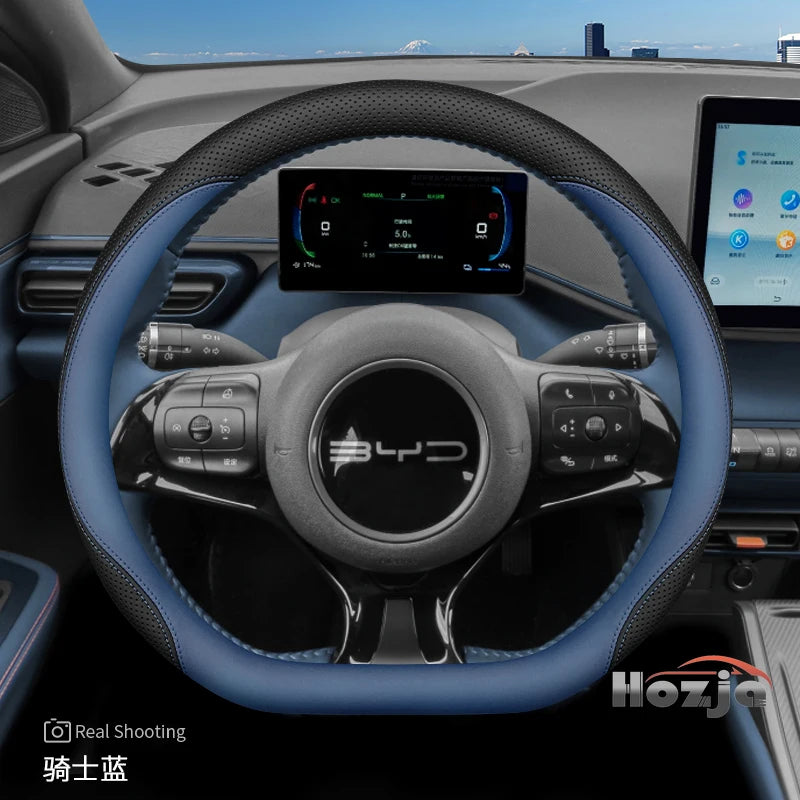 Leather Car Steering Wheel Cover for BYD Dolphin Mini Song Plus Pro Seagull King Yuan Up Sealion 7 Qin Plus 2026 Accessories