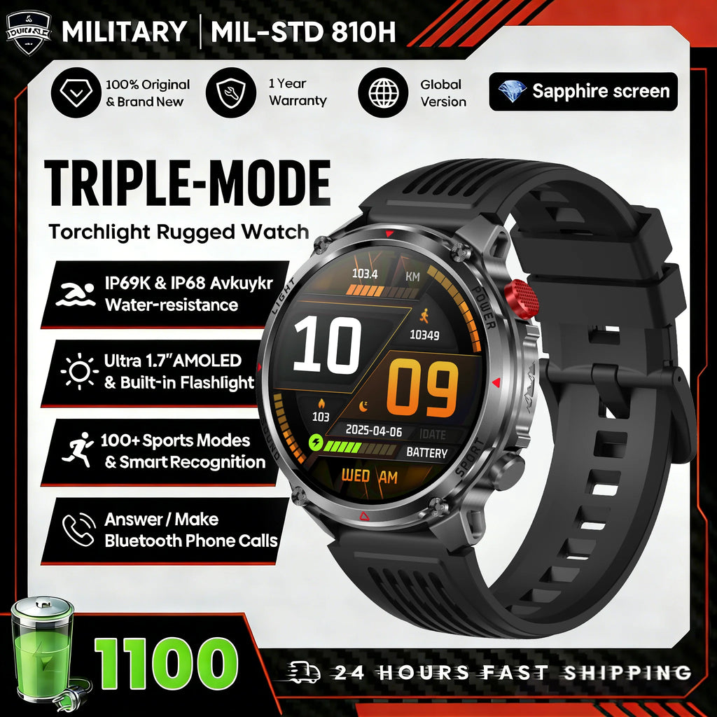 2026 New Fashion Luxury 1100mAh Battery 1.7-inch HD Screen Compass Wireless Call Flashlight 100+Sports Outdoor Sports smart