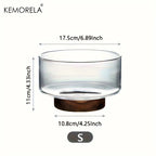 Glass Fruit Bowl Creative Large Salad Bowl Wood Base Snacks Popcorn Nuts Storage Bowls Home Christmas Snack Storage Container