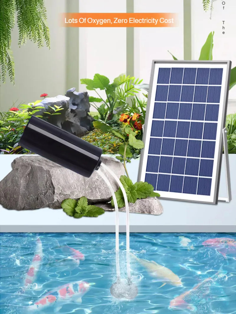 Small Solar Oxygen Pump Supplies Oxygen Day and Night for The Pool and Fish Tank To Continuously Bubbling Oxygen for Small Fish