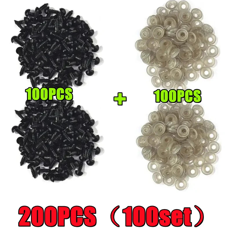 200/100PCS Black Plastic Safety Eyes For Toys Amigurumi Diy Kit Crafts TeddyBear Toy Eye For Doll Decoration Accessories 5-20mm