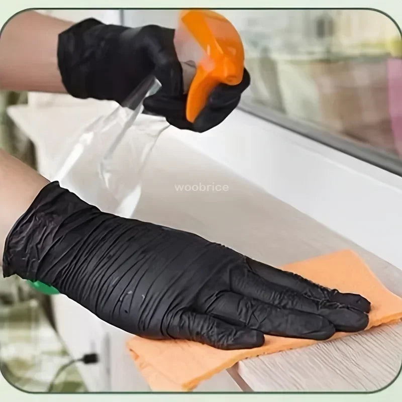 50/100/200pcs Disposable Black Nitrile Gloves, Kitchen, Tattoo, Hair Dye Gloves, Food Processing, Household Small Tools