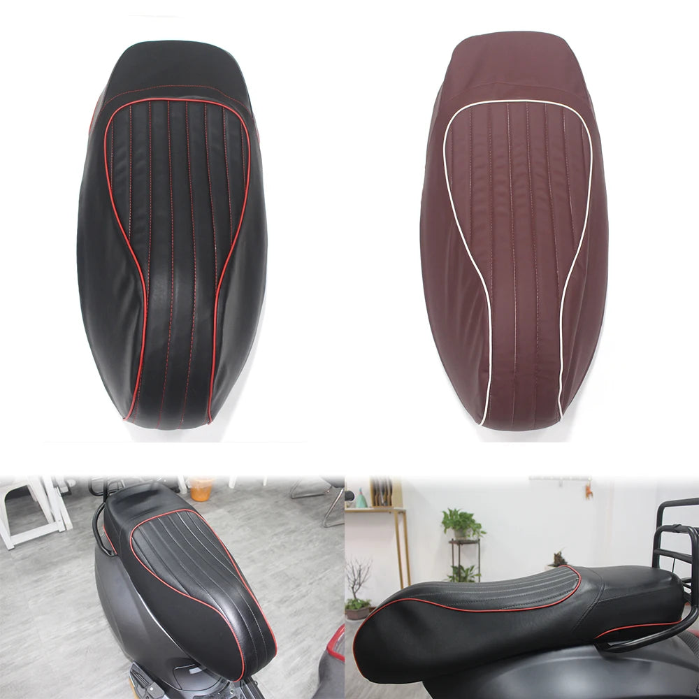 Pokhaomin Black/Red Saddle Leather Seat Cover for Vespa GTS300 GTS 125 150 250 300