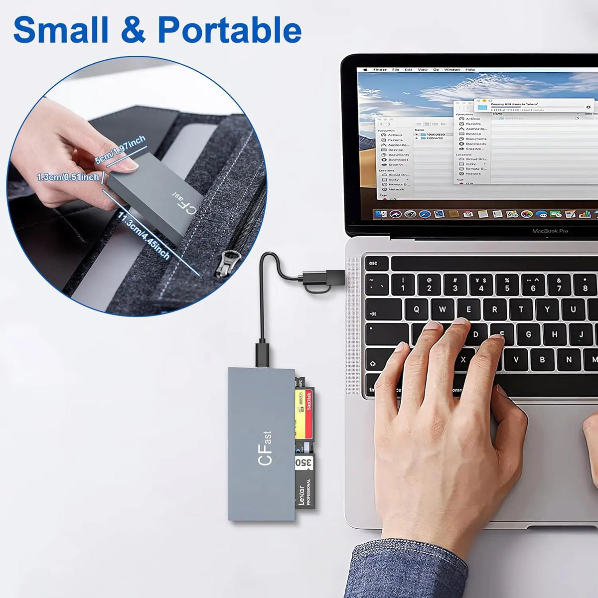 UTHAI TF4 6-Card Same Read SD/TF/MS/XD/Cfast Camera Multi functional Card Reader for Mobile, Tablet, Memory Card Reader