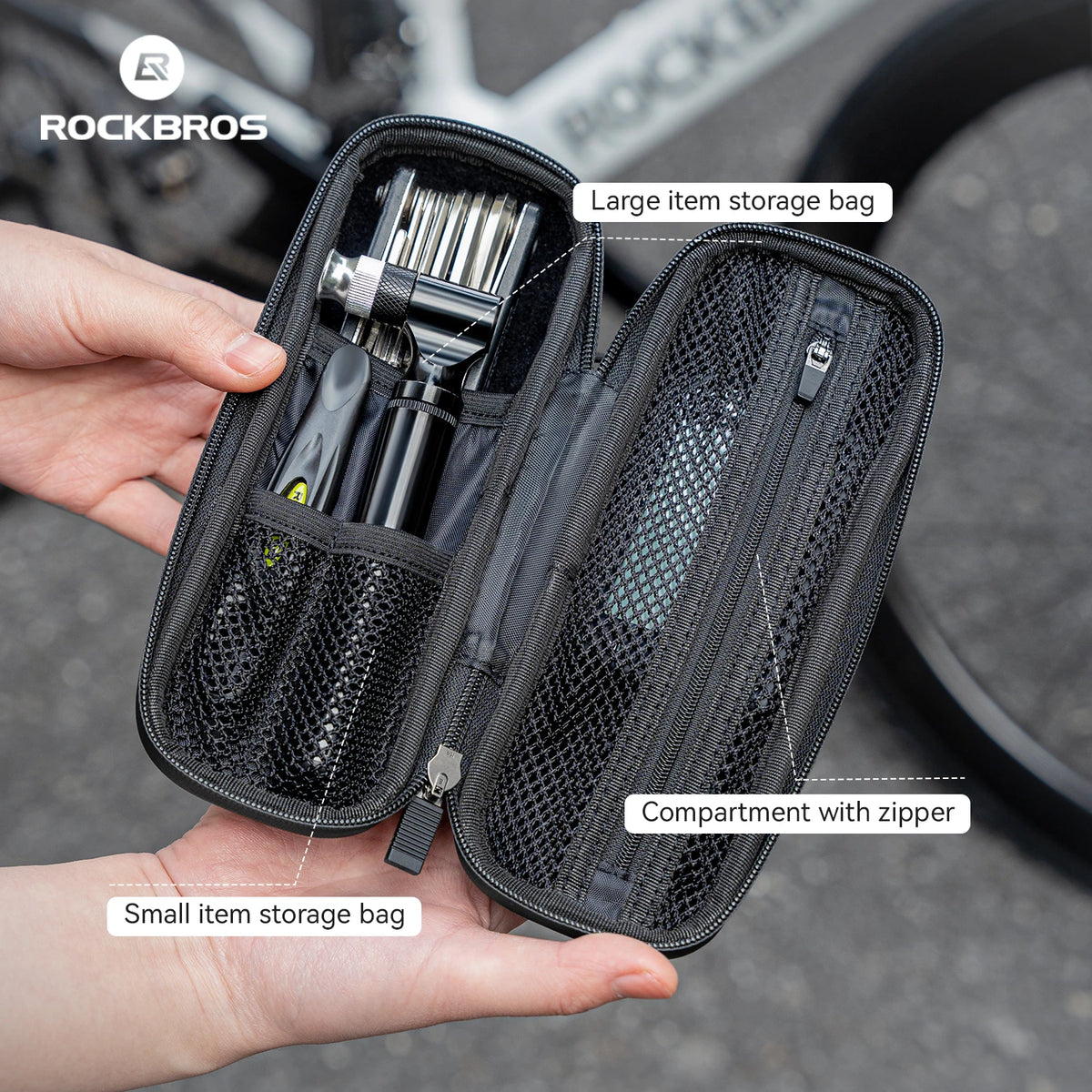 ROCKBROS Bicycle Tool Storage Can Durable Portable Storage Box Multi-Function Lightweight Outdoor Repair Tools Kit Cycling Bag