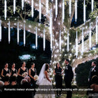 Solar LED meteor shower tube lights, waterproof outdoor falling raindrop, 8 tubes 30cm/50cm
