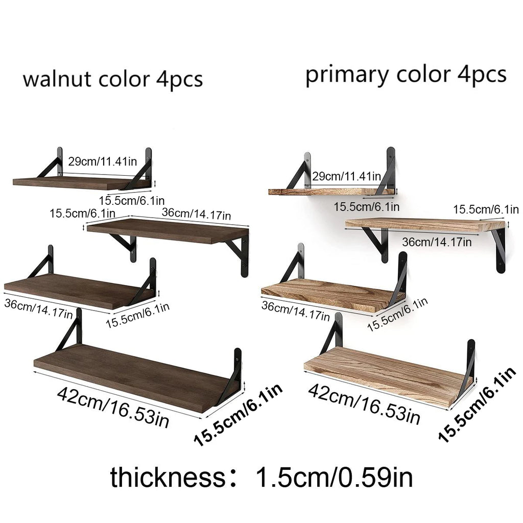 Floating Shelves for Wall,Bookshelves，Wall Mounted Wood Shelf for Living Room, Bathroom, Bedroom, Kitchen, Home Decor