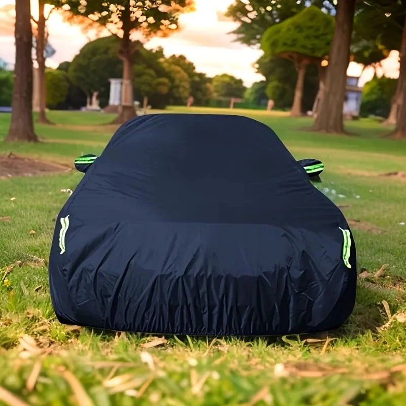 Universal full car cover waterproof UV sun rain snow protection, black, zipper, S-XXL