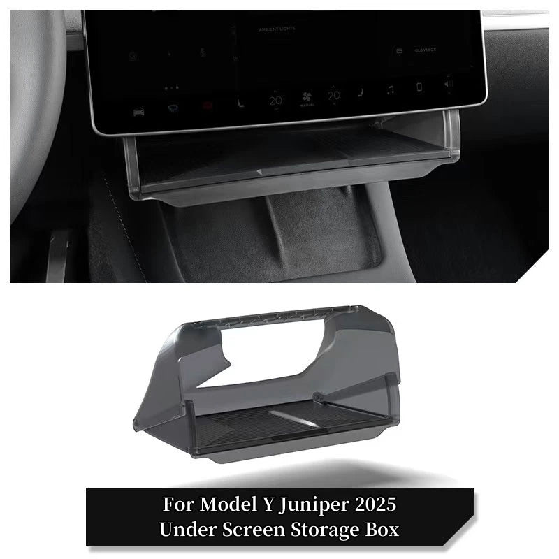 Center Console Screen Under Storage Box For Tesla Model 3/Y Juniper/Launch 2026, Center Console Hidden Storage Organizer Tray