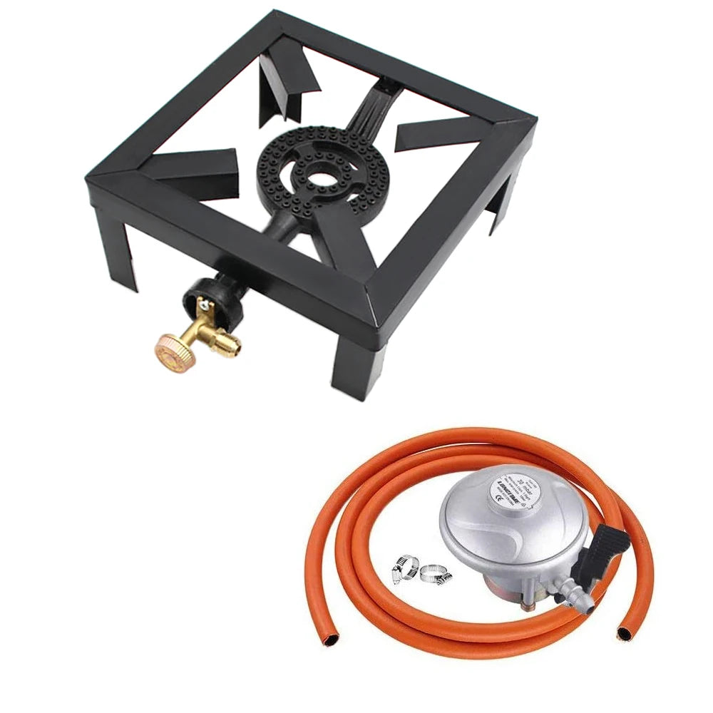 Tomshoo 8KW Gas Boiling Ring Cast Iron Burner Large LPG Stove Outdoor Cooker Iron Frame Portable Fire Control Stove Camp Supply