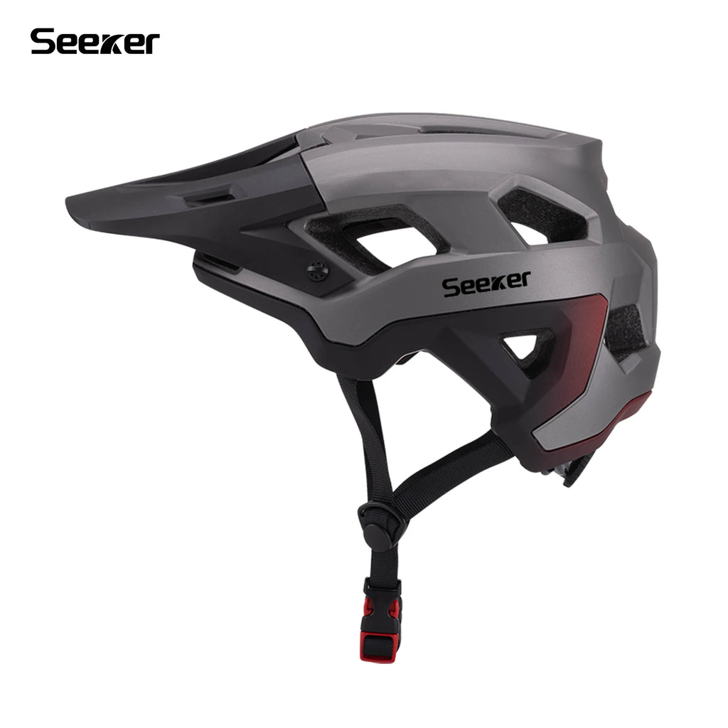 Seeker matte color-blocking cycling helmet, lightweight breathable protective helmet for downhill mountain bikes, adjustable siz