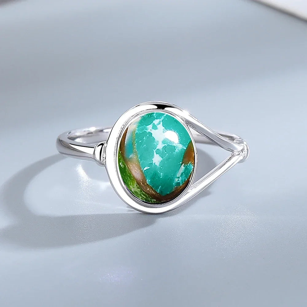 925 Sterling Silver Natural Stone Rings With Amethyst Simple Purple Oval Ring 8*10mm Fine Jewelry Friends Gifts for Women