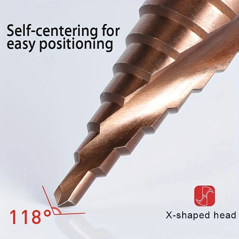 Rafford 4-12/4-20/4-32mm M35 Cobalt Step Drill Bit Tapered HSS-CO HSS Drill Bit Spiral Groove Triangle Shank For Stainless Steel