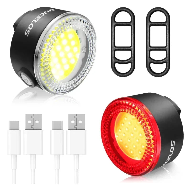 BUCKLOS USB Rechargeable Bike Light COB/LED Waterproof Headlight or Taillight 1100mAh