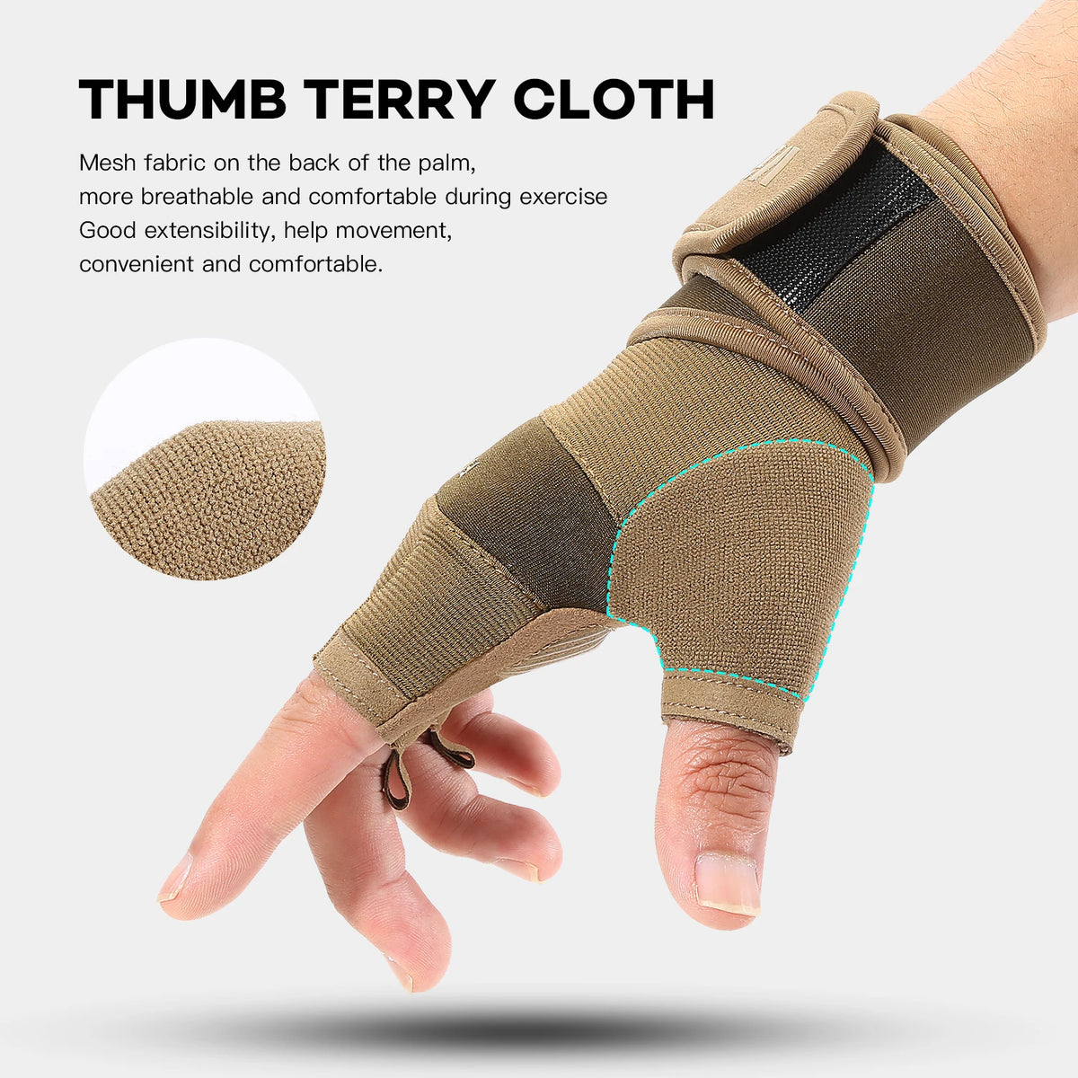 Half Finger Cycling & Gym Training Gloves Anti-Slip Grip, Black/Brown, Sizes M-XL