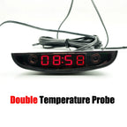 White Red Blue Green 12-24V Moon Type Thermometer Voltmeter Clock LED Display Car Dashboard Clock Dual Temperature Sensor