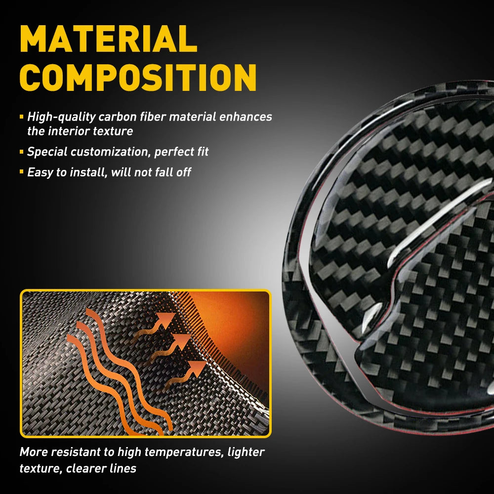3Pcs Carbon Fiber Interior Trim Sticker For Ford Mustang 2015 2016 2017 2018 2019 2020 Accessories Car Air Vent Outlet Stickers
