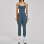 Women's 2pc Yoga Set High Waist Leggings + Top Workout Gym Tracksuit, Black/Blue S-XL