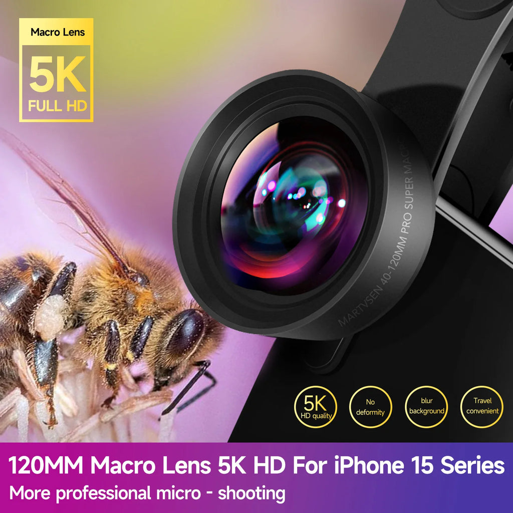 MARTVSEN 120MM Macro Lens, Professional 5K HD 10x Super Macro Universal Clip Camera Photo Lens for iPhone Samsung Andriod