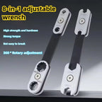 ‌360° Rotatable 8-in-1 Adjustable Wrench with Dual Hex/Open Ends – Ergonomic Grip for Professional Automotive & Industrial Use‌