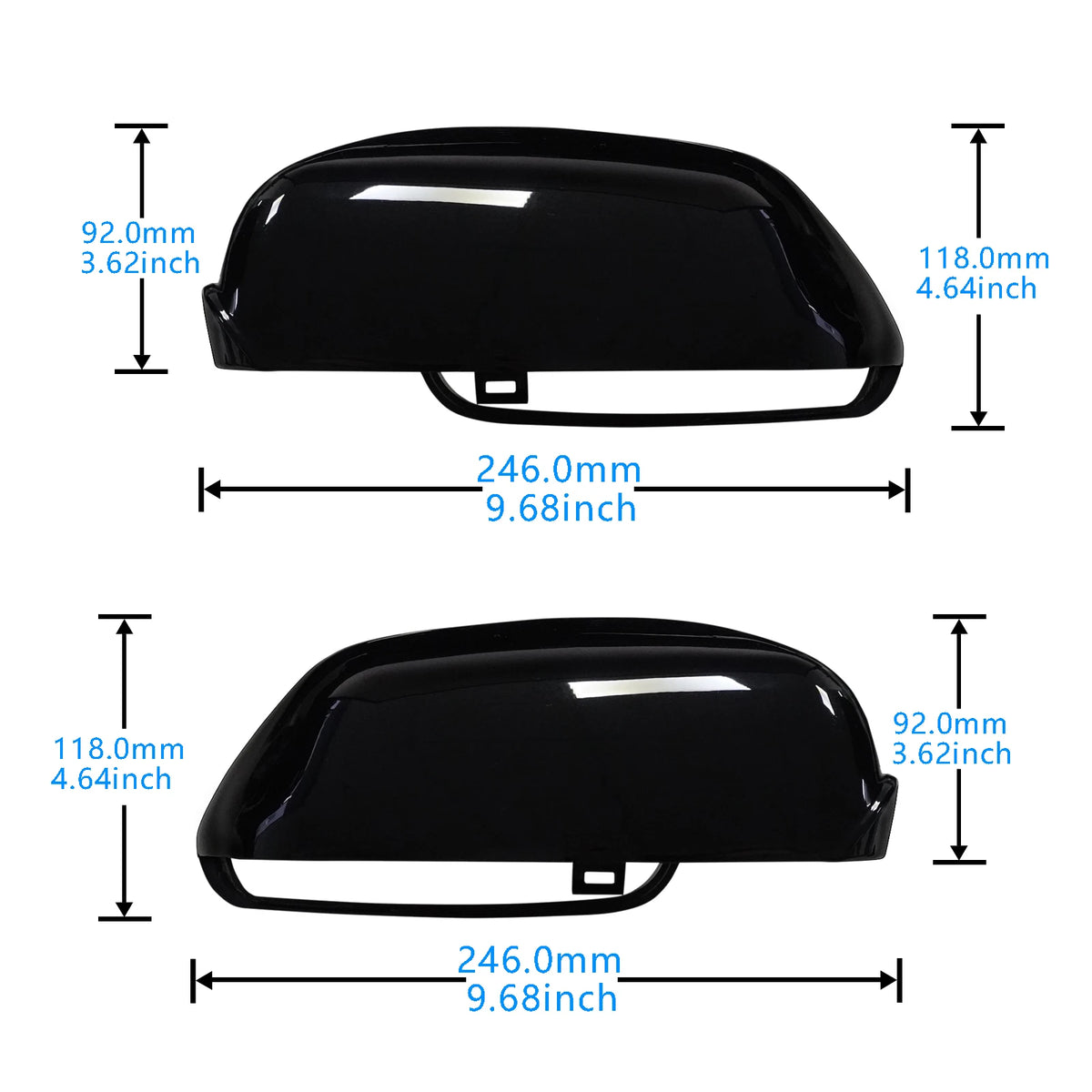 Wing Door Mirror Cover Caps Gloss Black for 2005-2009 VW Polo MK4 9N Hatchback