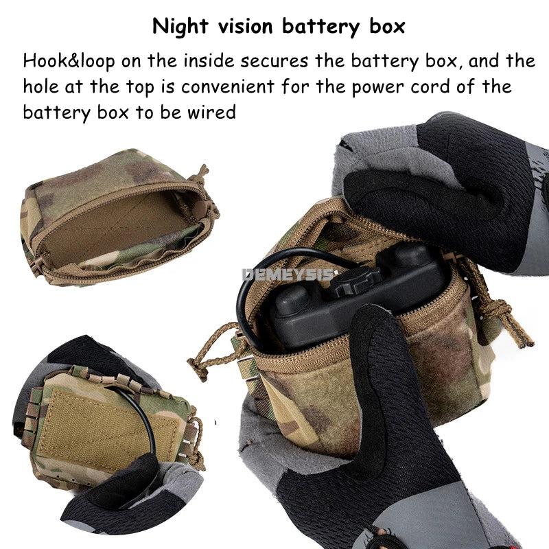Tactical Helmet Pouch Night Vision Battery Box Storage Bag Rear Counterweight Pouch Helmet Mounted Tactical Lights Tools Pouch