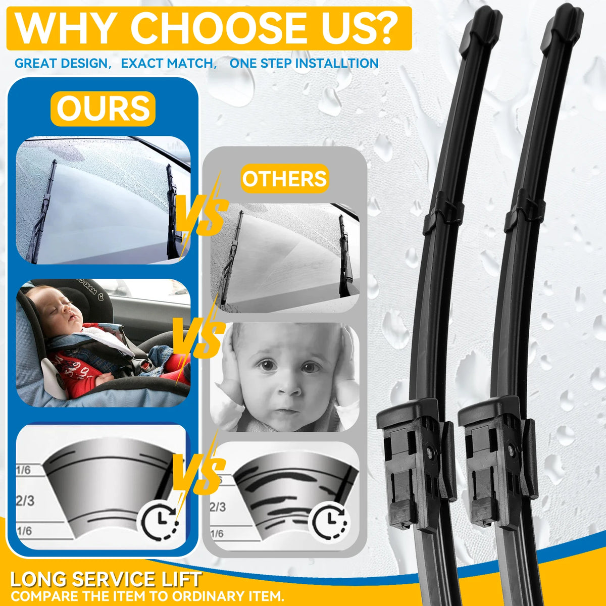 Erick's Wiper LHD Front & Rear Wiper Blades Set For VW Tiguan MK2 2017 - 2023 Windshield Windscreen Window Brushes 26"+21"+14"