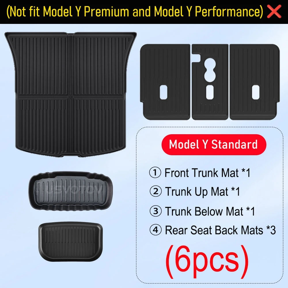 Floor Mats for 2026 2025 Tesla Model Y RWD AWD Trunk Mats Cargo Liner Frunk Backrest Mat Pads Accessories (Standard Models Only)