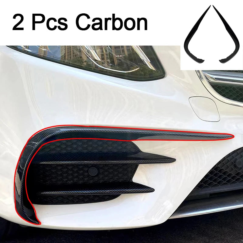 Car Front Bumper Splitter Spoiler For Mercedes Benz E Class W213 2016-2020 Spoiler Fog Light Trim AMG Wind Knife Car Accessories