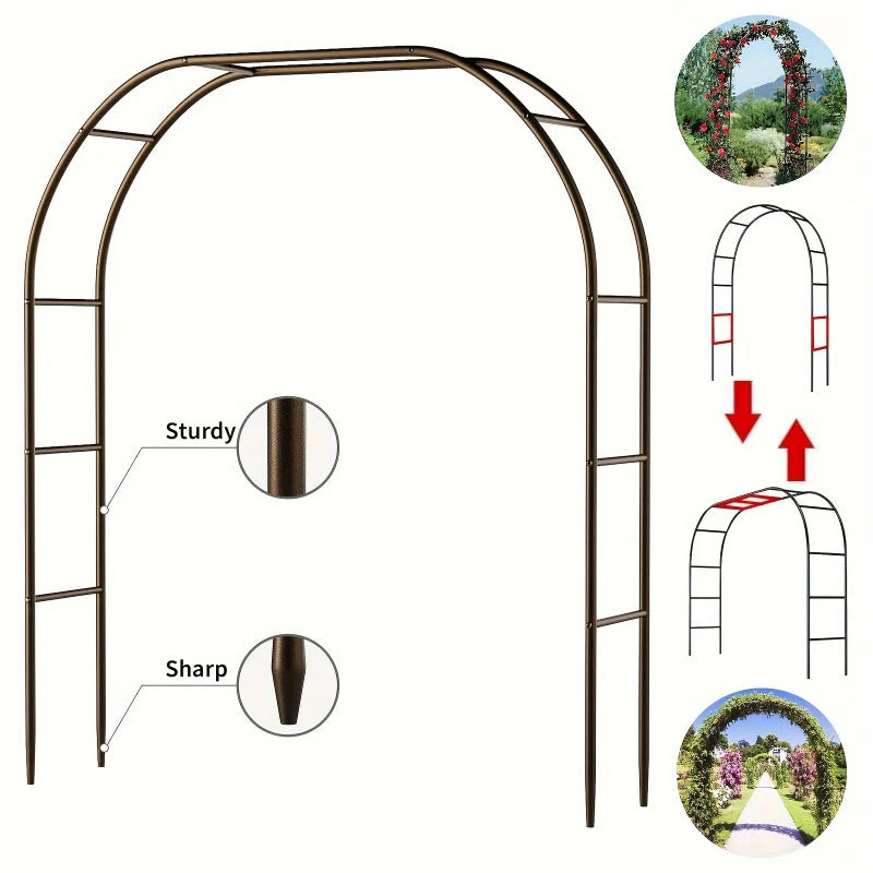 1pc, Metal Garden Arch, 100inch Large Size Heavy Duty Steel Frame Garden Arch With Gothic Style, Wedding Arch Lawn Rock Climbing