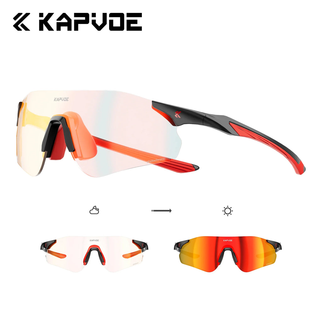 Kapvoe New Cycling Photochromic Glasses Men Women Road Bicycle Sunglasses UV400 Sports Riding Eyewear Outdoor Running Goggles