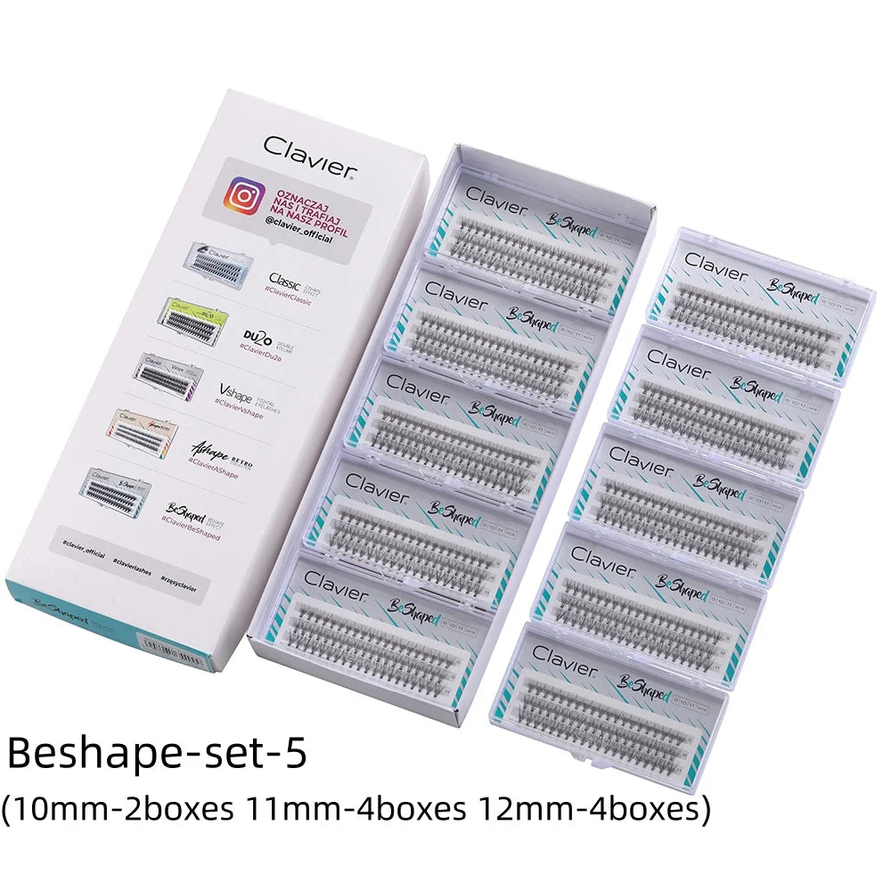 Cluster False Eyelashes Set B Curl 0.10mm Synthetic Silk Tuft Lashes, 10 Boxes
