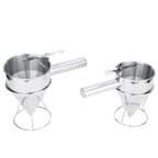 600/1200ML Oil Bucket with Holder Stainless Steel Funnel Dispenser Cupcake Pancake Batter Octopus Ball Kitchen Baking Tool