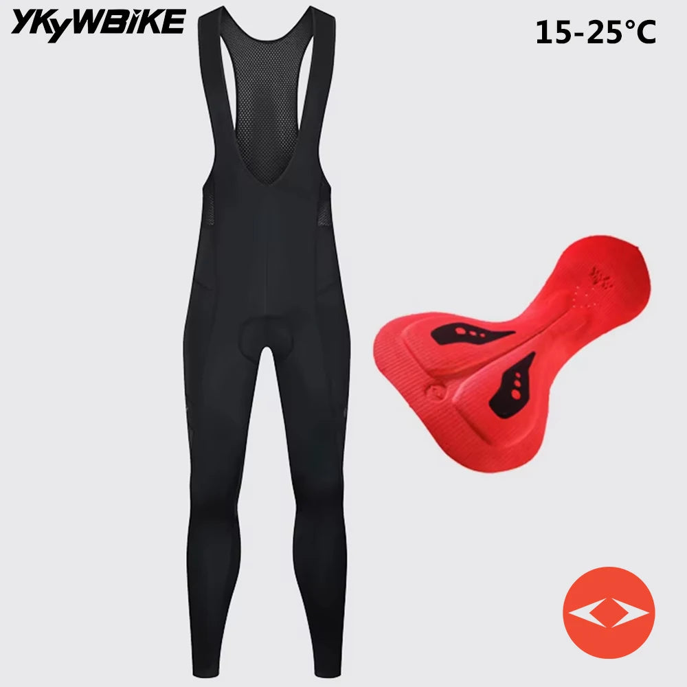 YKYWBIKE Men's Cycling Bib Pants 15-25°C Italy Interface 7 Hours Bicycle Bibs Tights Road Bike MTB Riding ClothingTrousers Pro