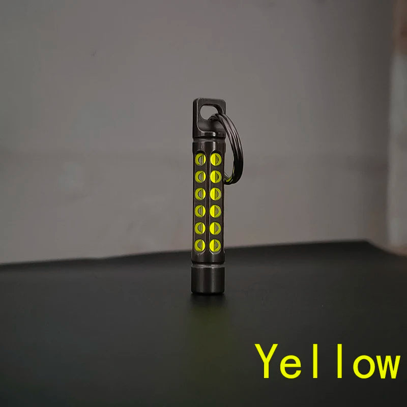 TItanium  Cage Luminous Night Signal Light Outdoor EDC Luminous 3.5*25mm Fluorescent Tube Self-illuminating Key Chain