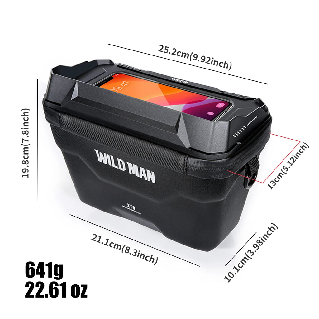 WILD MAN XT8 EVA Handlebar Bag for E-Scooters/Foldable Bikes – Waterproof TPU Touch Screen, Quick-Release Mount