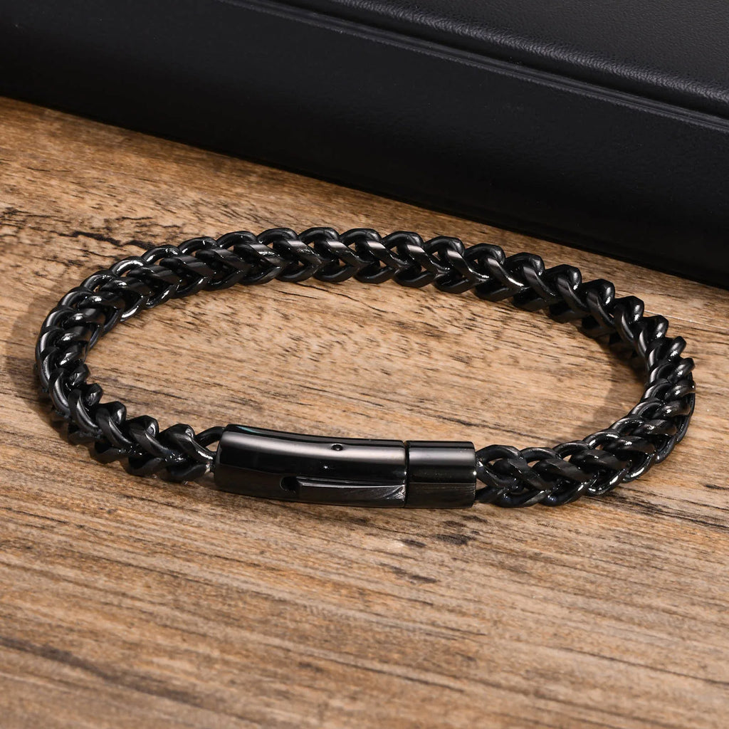 Vnox 6.3mm Vintage Bracelets for Men, Double Layer Cuban Chain, Franco Foxtail Chain Bracelet, Retro Srainless Steel Wristband
