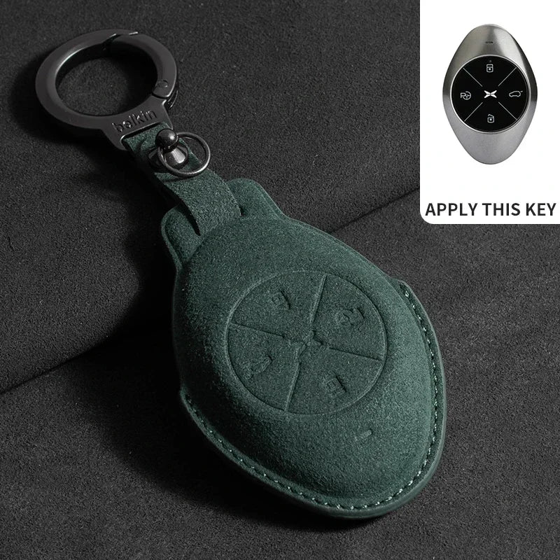Suede Leather Car Key Case for Xiangpeng Xpeng P5 P7 G3 G6 G9  X2 N5 F30 H93 X9 2019 2020 2021 2022 2023 Remote Fob Shell Case