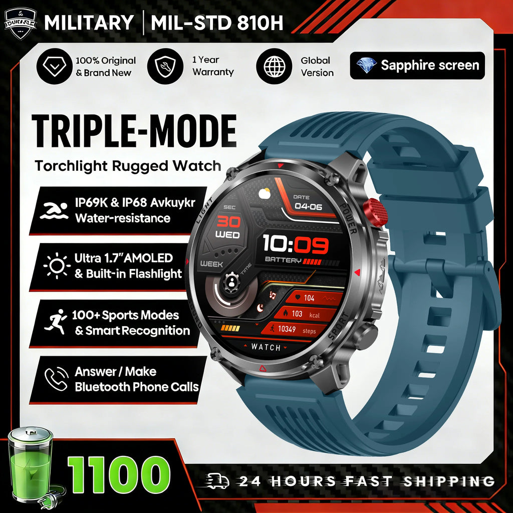 2026 New Fashion Luxury 1100mAh Battery 1.7-inch HD Screen Compass Wireless Call Flashlight 100+Sports Outdoor Sports smart