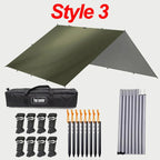 19 Hang Point Tarp Waterpoof Survival Bushcraft Sun Shelter Beach Shade Tent Outdoor Canopy Backpacking Tourist Awning 4x4 3x3m