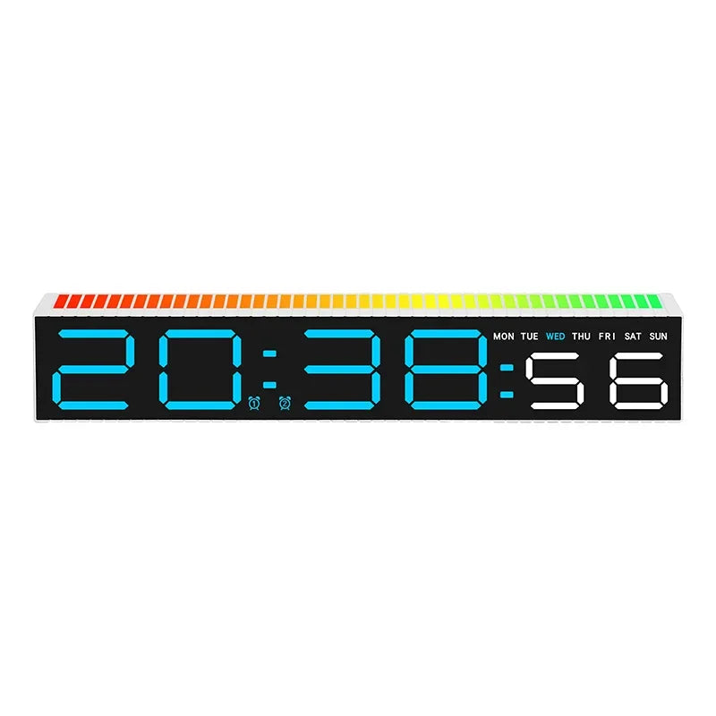 LED Alarm Clock with Rhythm Light Bar Colorful Table Clock with 3 Levels Brightness Adjustable RGB Colorful Electronic Clock