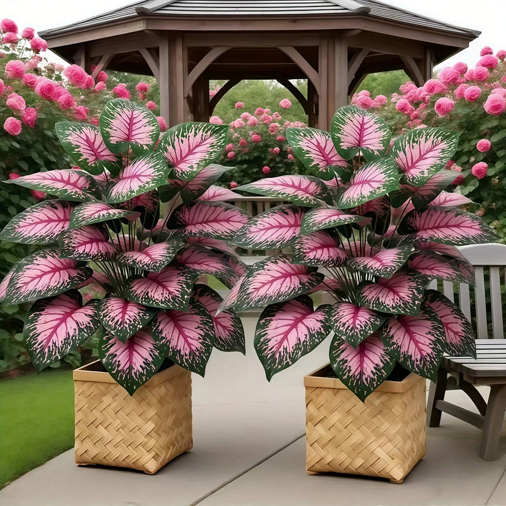 2pcs Pink Peacock Palm Trees Nordic Style Decorative Artificial Plants  for Indoor Outdoor Courtyards Offices Christmas Wedding