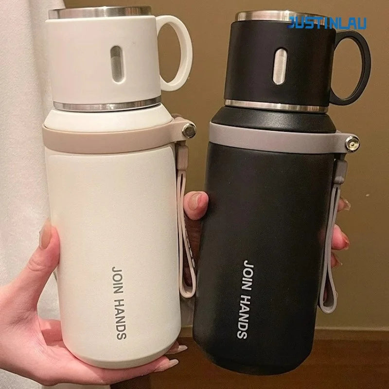 JUSTINLAU Spot Goods 600/800ML Thermos Cup Vacuum Flasks with Tea Strainer Stainless Steel Portable Travel Thermal Water Bottles